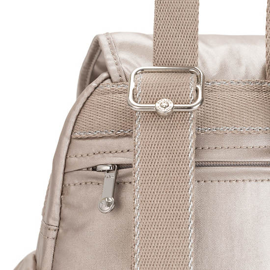 Plecaki Kipling City Pack Mini Metallic Beżowe | PL 1724HA